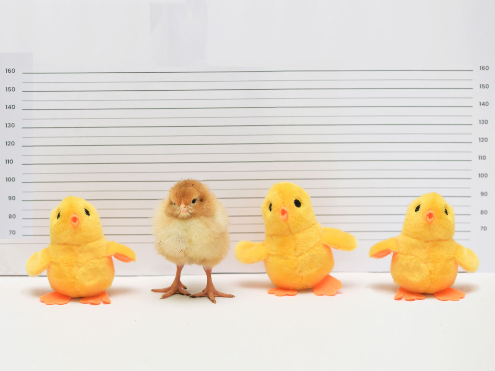 Kycklingar står uppställda för vittneskonfrontation.