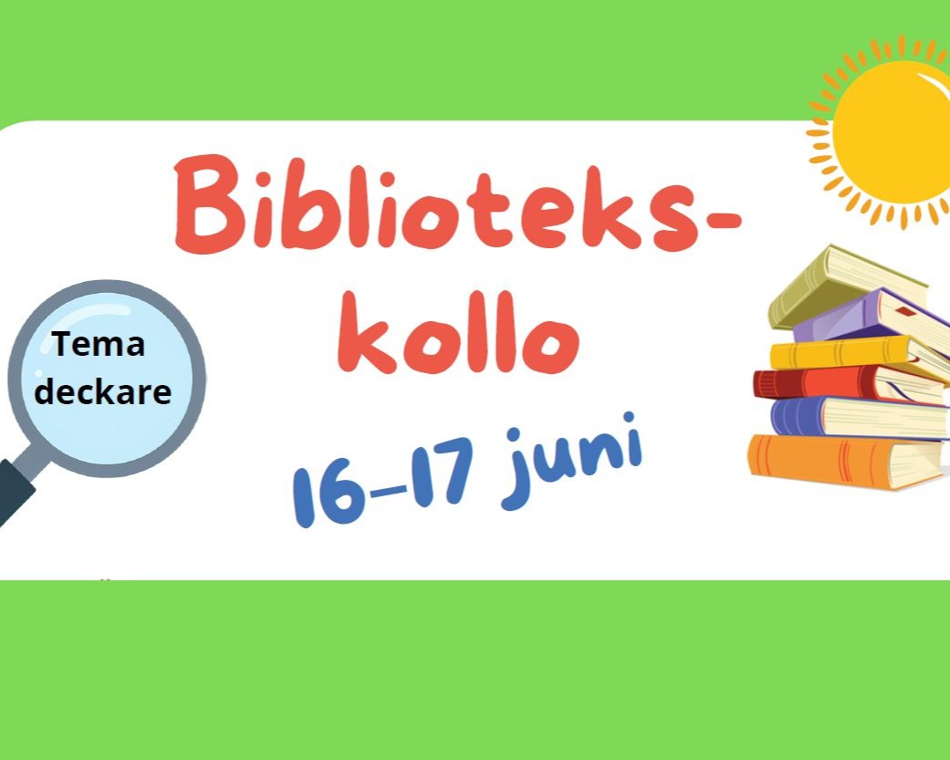 Affisch för ”Bibliotekskollo” den 16–17 juni med tema deckare.