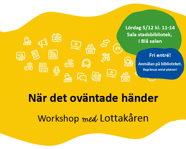 Text som säger: När det oväntade händer, gul bakgrund